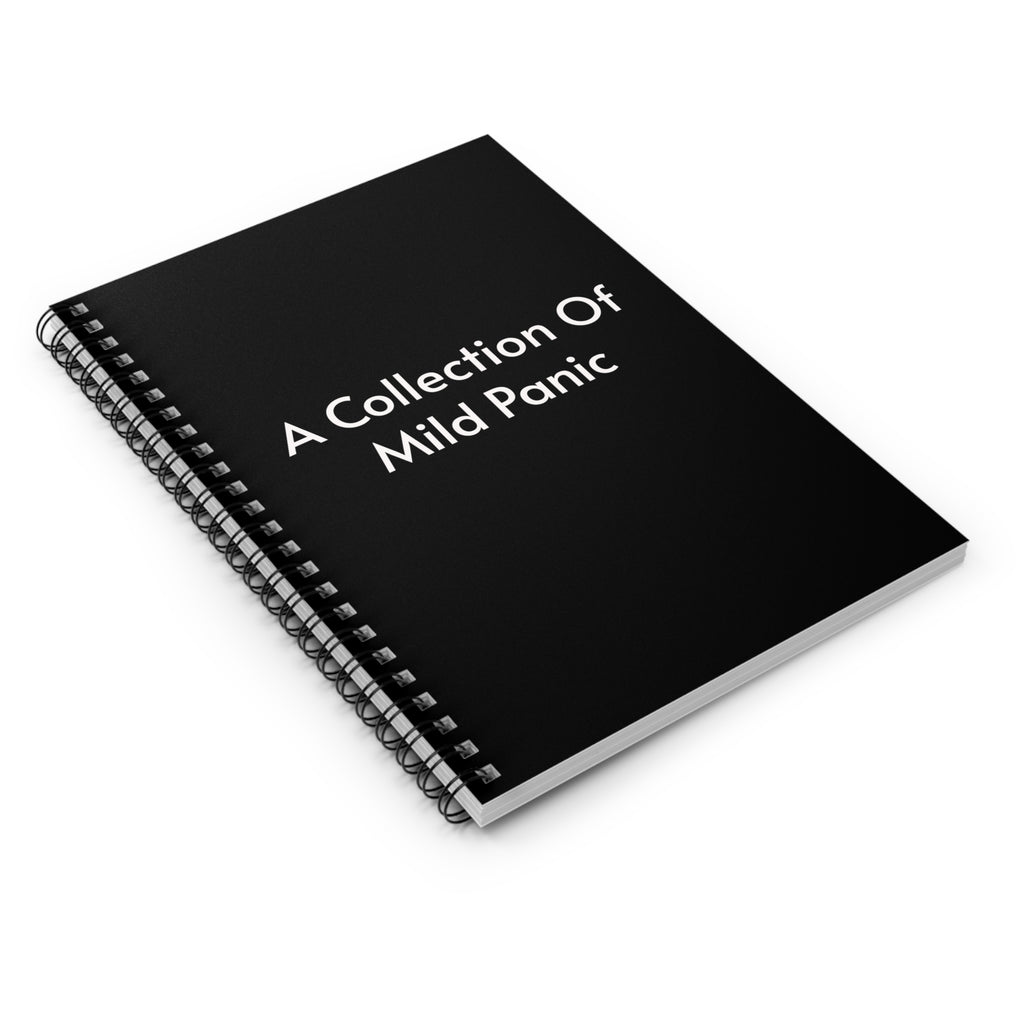 A Collection of Mild Panic Spiral Notebook — Funny Black Ruled Journal