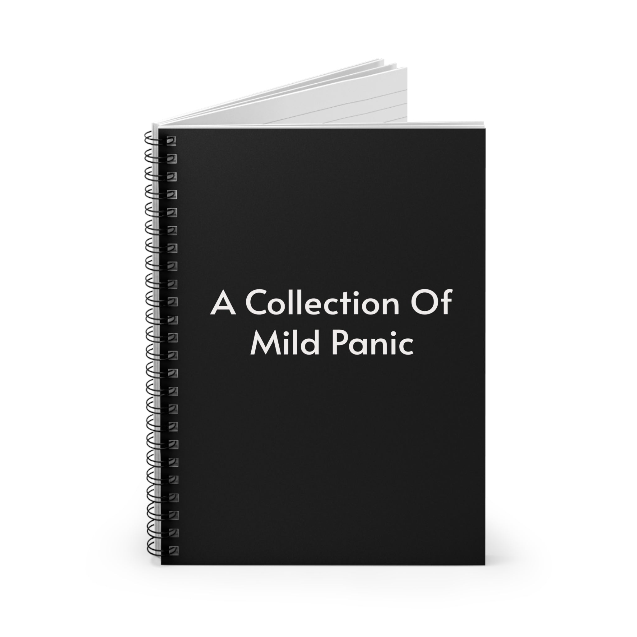 A Collection of Mild Panic Spiral Notebook — Funny Black Ruled Journal