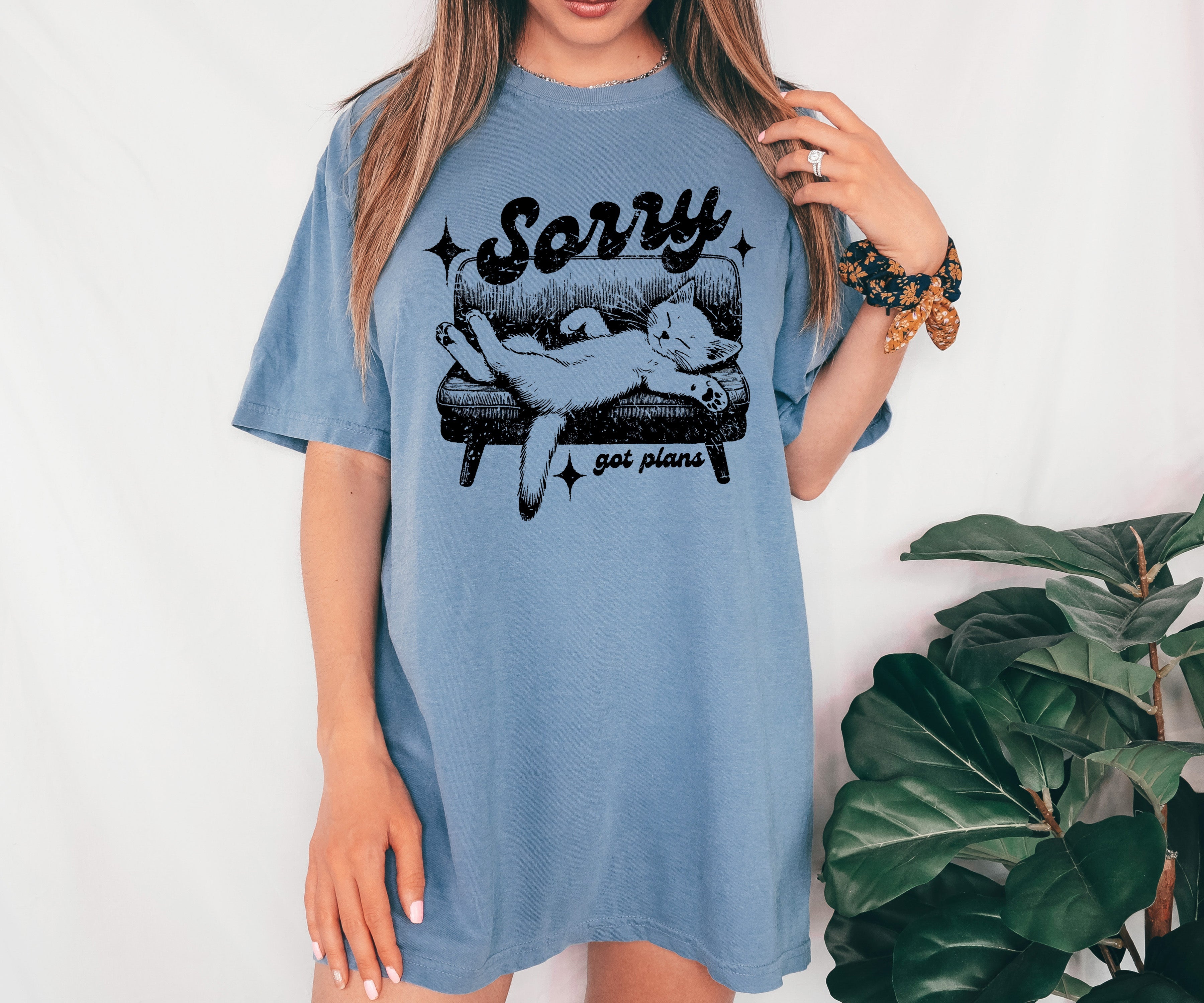 Sorry, Got Plans, Lazy Cat, Aesthetic, Funny, Meme, Tshirt Comfort Colors T-Shirt